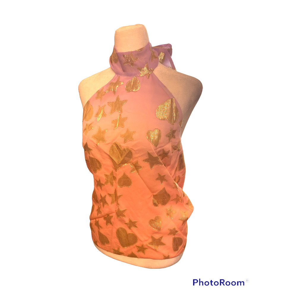 Loveshackfancy Boca Handkerchief Halter Star Top Sunset Orange Ombre Sz S - Picture 3 of 7